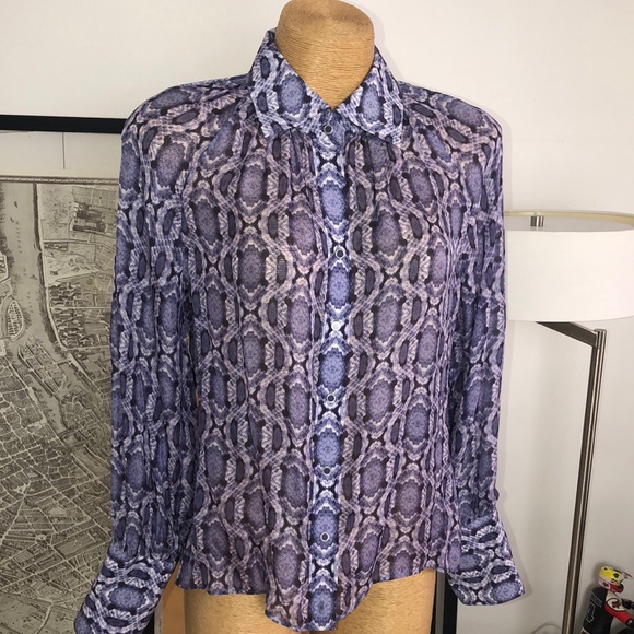 Robert Graham Python Silk Snake Print Shirt Size S